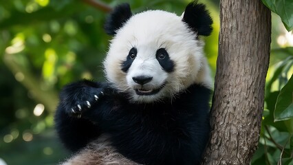 Fototapeta premium Giant panda cub wallpaper