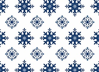 Seamless pattern of navy blue traditional folk ornament on white background. Minimalist design, simple and elegant style.