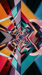 Naklejka premium Graphic design art of abstract illusion with geometric shapes Wallpaper