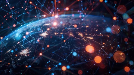 Obraz premium The planet earth is in the hands of man. The planet is filled with information. International Day of Universal Access to Information. search for information. information mining.