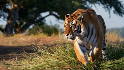 Fototapeta premium Great tiger male in the nature habitat wallpaper