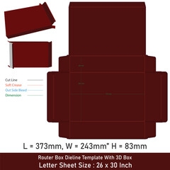 Router Box Dieline Template With 3D Box