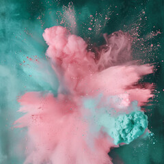 Pink and Teal Powder Background, Generative AI Illustration