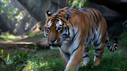 Obraz premium Great tiger male in the nature habitat wallpaper