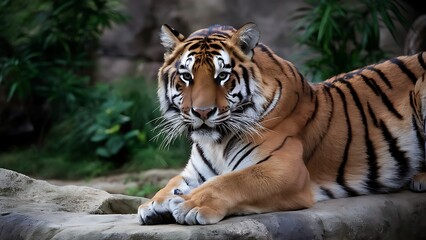 Obraz premium Great tiger male in the nature habitat wallpaper