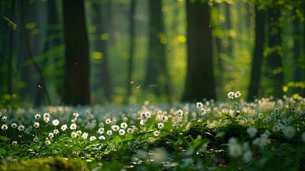Fototapeta premium The spring edge of the forest comes alive img
