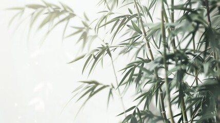 Fototapeta premium Oriental landscape with green bamboo trees.