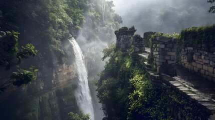 Fototapeta premium A waterfall falling from a height picture