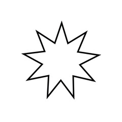 Bahai, religious icon. Vector illustration, flat design. Icon of Bahai Nine pointed star symbol. Vector illustration. Eps file 50.