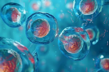Human cell division process detailed illustration for educational and scientific understanding