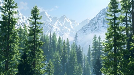 A dense fir grove against the backdrop