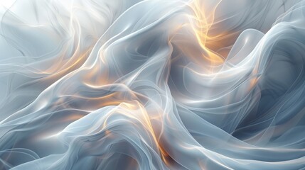 Fototapeta premium A beautiful abstract design depicting fluid waves and golden light streaks, exuding a soft and elegant aesthetic