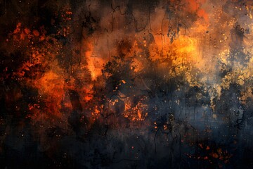 Fototapeta premium Fiery Abstract Art with Vibrant Orange and Black Hues