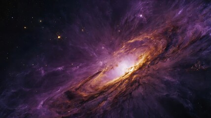 Abstract background space illustration wallpaper, supernova in purple and golden with nebulas and stars in sight