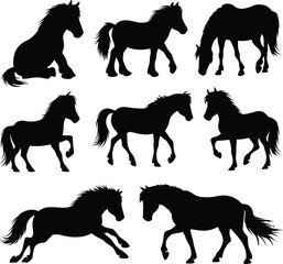 Horse silhouette Vector Illustration Of A Cute Horse set Silhouette
