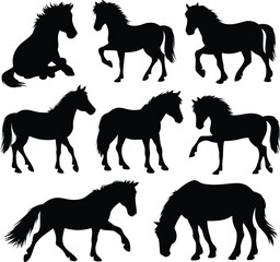 Horse silhouette Vector Illustration Of A Cute Horse set Silhouette
