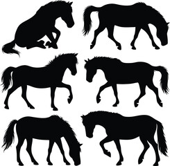 Horse silhouette Vector Illustration Of A Cute Horse set Silhouette
