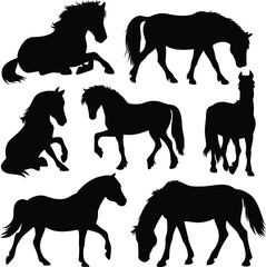 Horse silhouette Vector Illustration Of A Cute Horse set Silhouette
