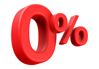 0 Percent Red Number 3D