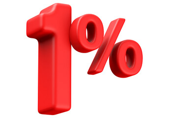 1 Percent Off Sale Red Number 3D
