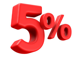 5 Percent Off Sale Red Number 3D