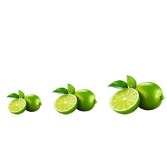 Green Lemon with Slice on Transparent Background PNG 