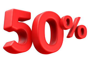 50 Percent Off Sale Red Number 3D
