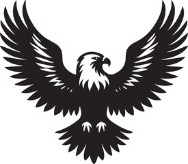 eagle with wings vector, Eagle emblem black on white
