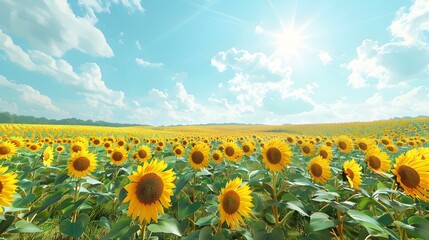 The beautiful view of a field with blooming img