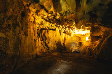 Karain is a complex of caves rather than a single cave. It consists of many rooms. Photo of the cave, which is a wonder of nature. Antalya Turkey.