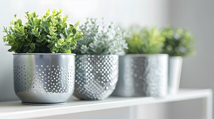 Modern metal pots with geometric patterns filled img