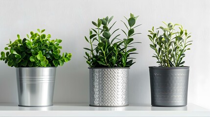 Fototapeta premium Modern metal pots with geometric patterns filled image