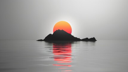 Obraz premium Minimalist logo featuring a sun with a wave shadow, use as beach resort branding and marketing, clean lines, without any background elements, vector, Adobe