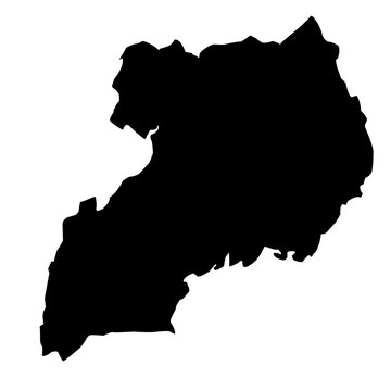 uganda map silhouette on transparent background