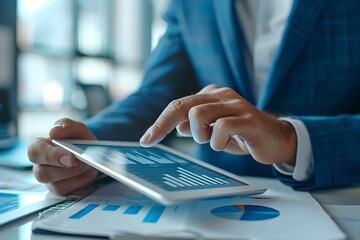 Fototapeta premium Business Professional Analyzing Financial Data on a Tablet