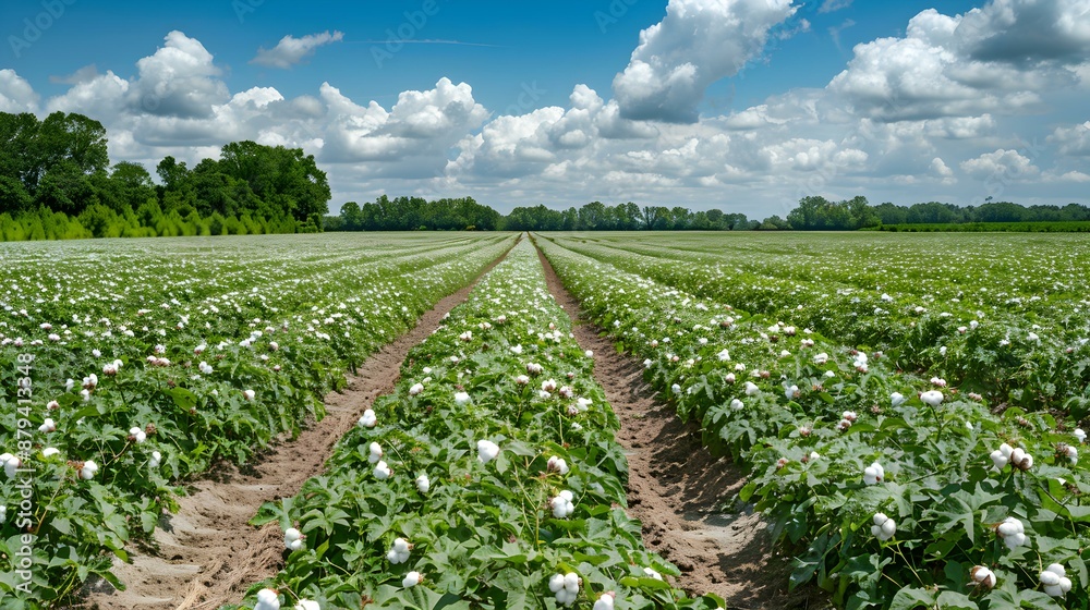 Wall mural a field of cotton the white balls img