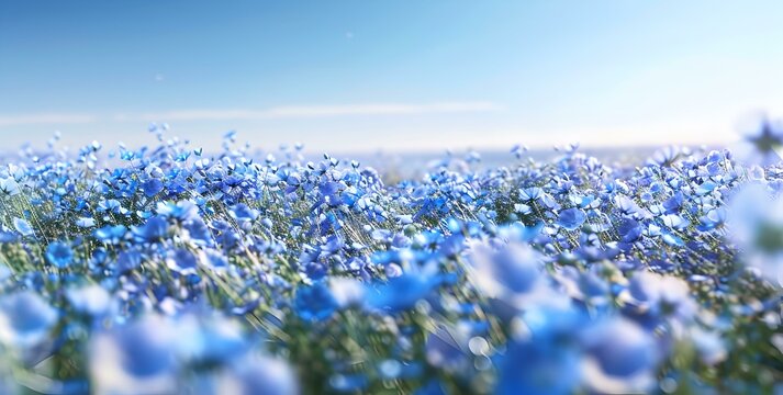 A field of flax blooming with soft blue image