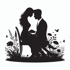 silhouette couple Vector