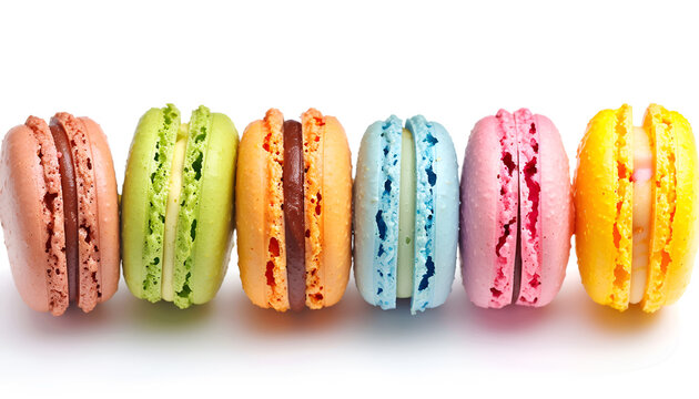 colorful macaroons isolated on white background