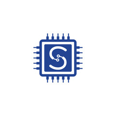 Computer Chip With Letter S Logo 001
