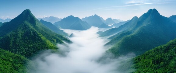 Fototapeta premium Bird's eye view of Bueng Kan province's mountain range