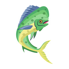 A flat style icon of dorado dolphin

