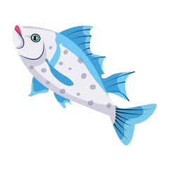 A flat style cartoon fish icon 

