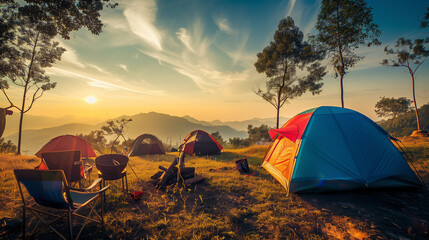 camping in the mountains, camping in the morning