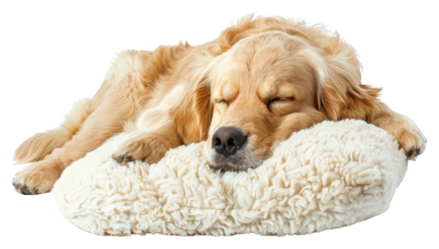PNG  Golden retriever sleeping on pillow