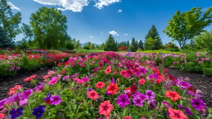 Fields of petunias and bright pink and purple picture