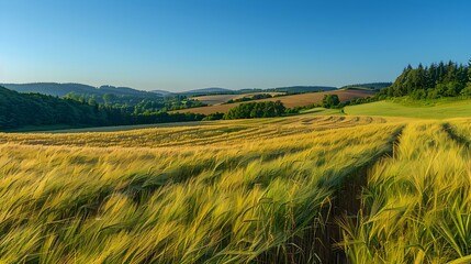 Fototapeta premium Fields of rye the golden ears of which