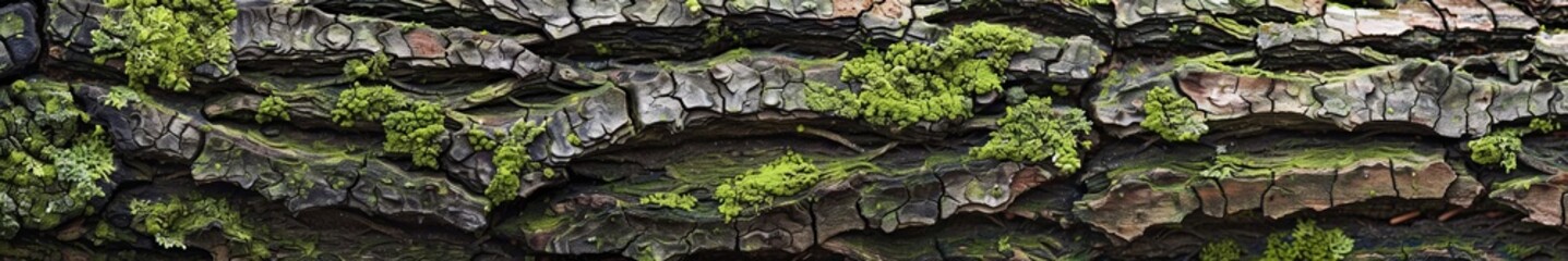 bark with moss close-up widescreen background.