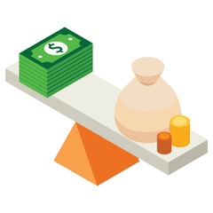Isometric 3D balance financial money