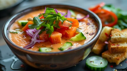 Gazpacho is a cold soup made from ripe img
